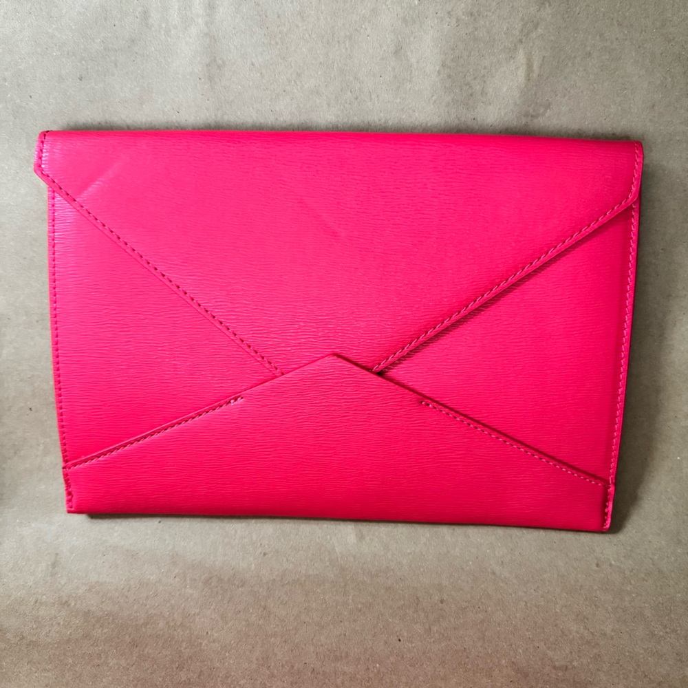 Banana Republic Pink Synthetic Leather Envelope Clutch. 10” by 7” by 0.25”